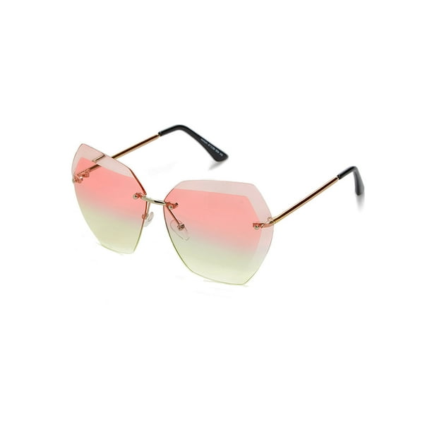 Womens Rimless Square Sunglasses Cutout Lens Fashion Shades UV 400